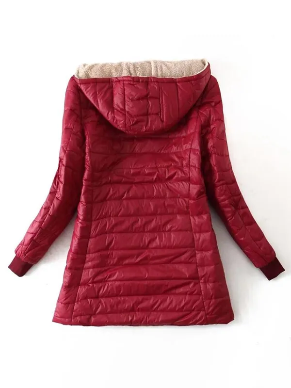 Women's Parka Quilted Coat Fleece Lined Sherpa Jacket Fall Long Coat Winter Puffer Jacket Windproof Warm Heated Coat Stylish Casual Jacket Long Sleeve Plain Full Zip Black