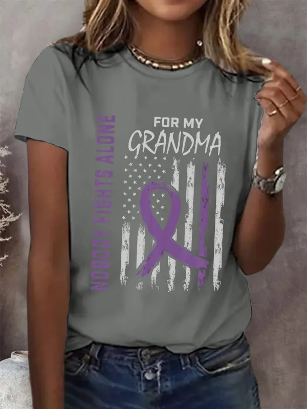 Grandma Alzheimers Awareness USA Flag Dementia Fam T-Shirt