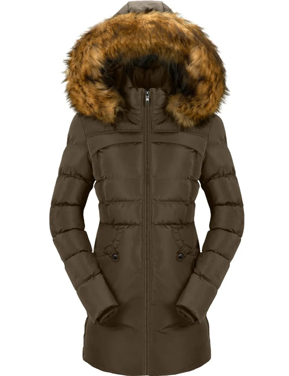 Women's Winter Puffer Coat Heavy Warm Long Parka Down Jacket with Fur Hood