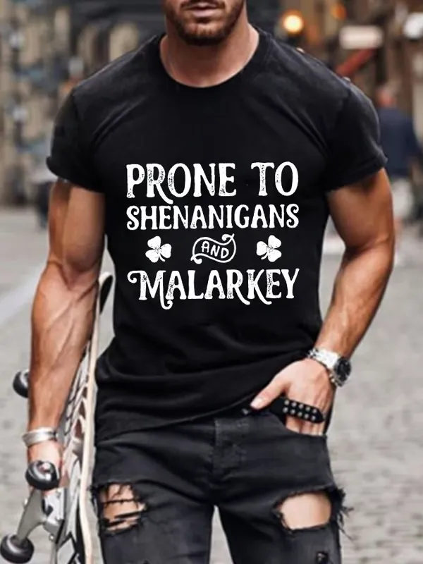 Men'S T-Shirt Man St. Patrick'S Day Pranks Easily Printed And Melodramatic Round Collar Short Sleeve Cotton T-Shirt