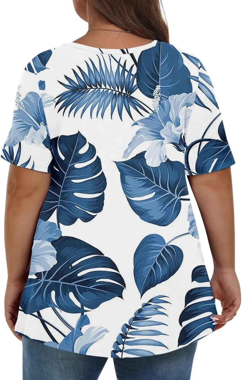Plus Size Tops for Women Dressy Short Sleeve V Neck Shirts for Women Summer Tops for Women 2024 Floral Print Top