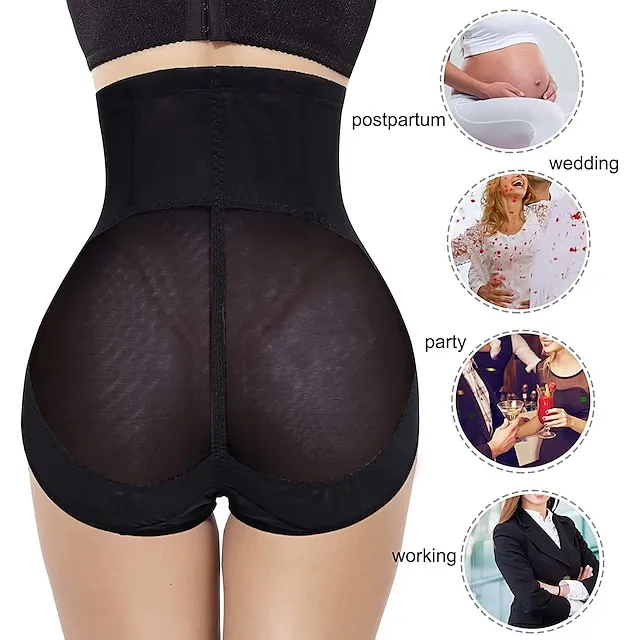 Women's Tights Shorts High Waisted Hip Lift Up Mesh Classic Regular Spring, Fall, Winter, Summer Black color