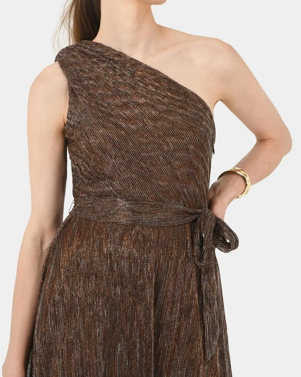 Elastic Waist One Shoulder Dress