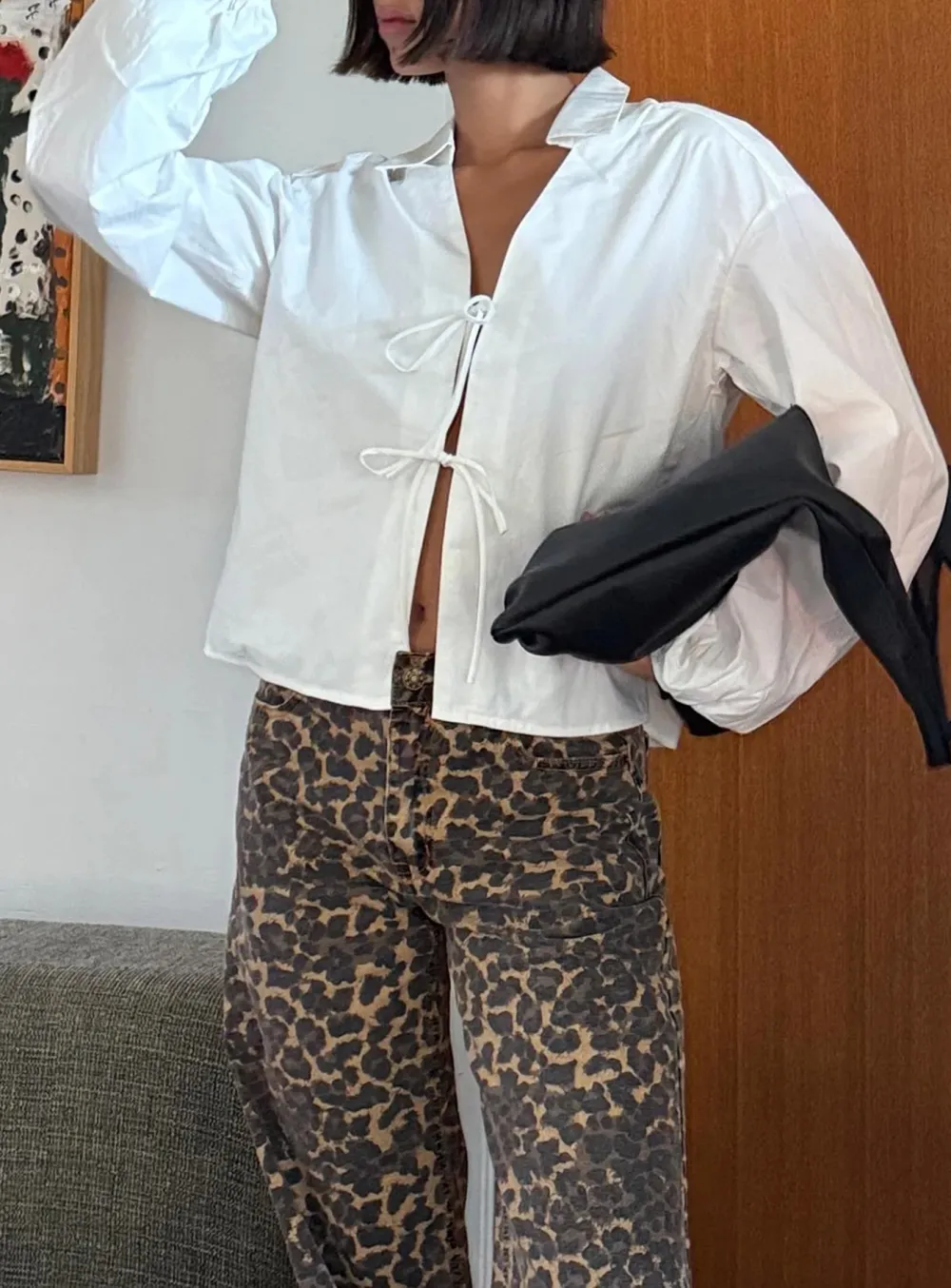 Puff Sleeve Cropped Shirt