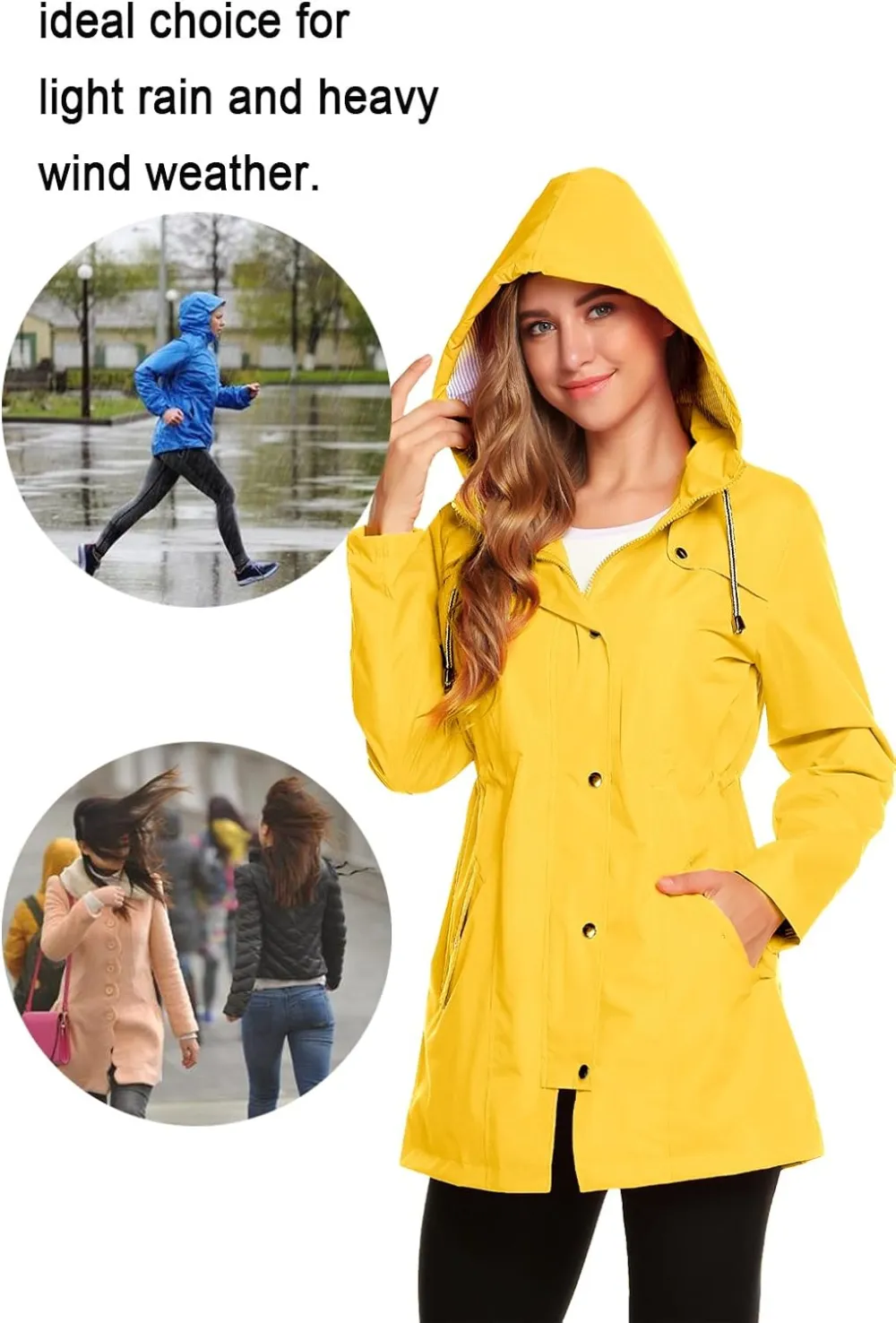 Womens Lightweight Hooded Waterproof Active Outdoor Rain Jacket S-XXL