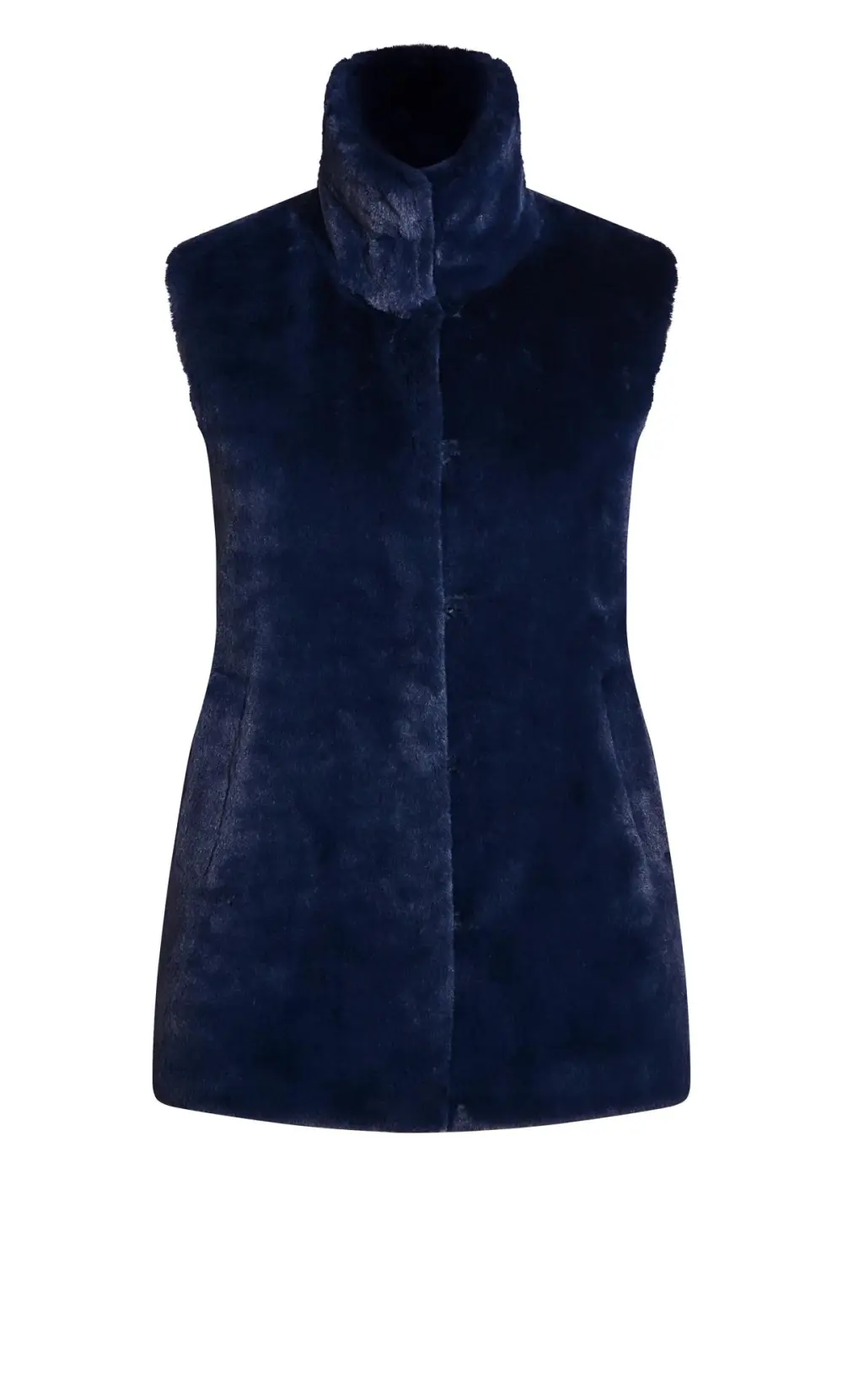 Evans Navy Blue Faux Fur Gilet