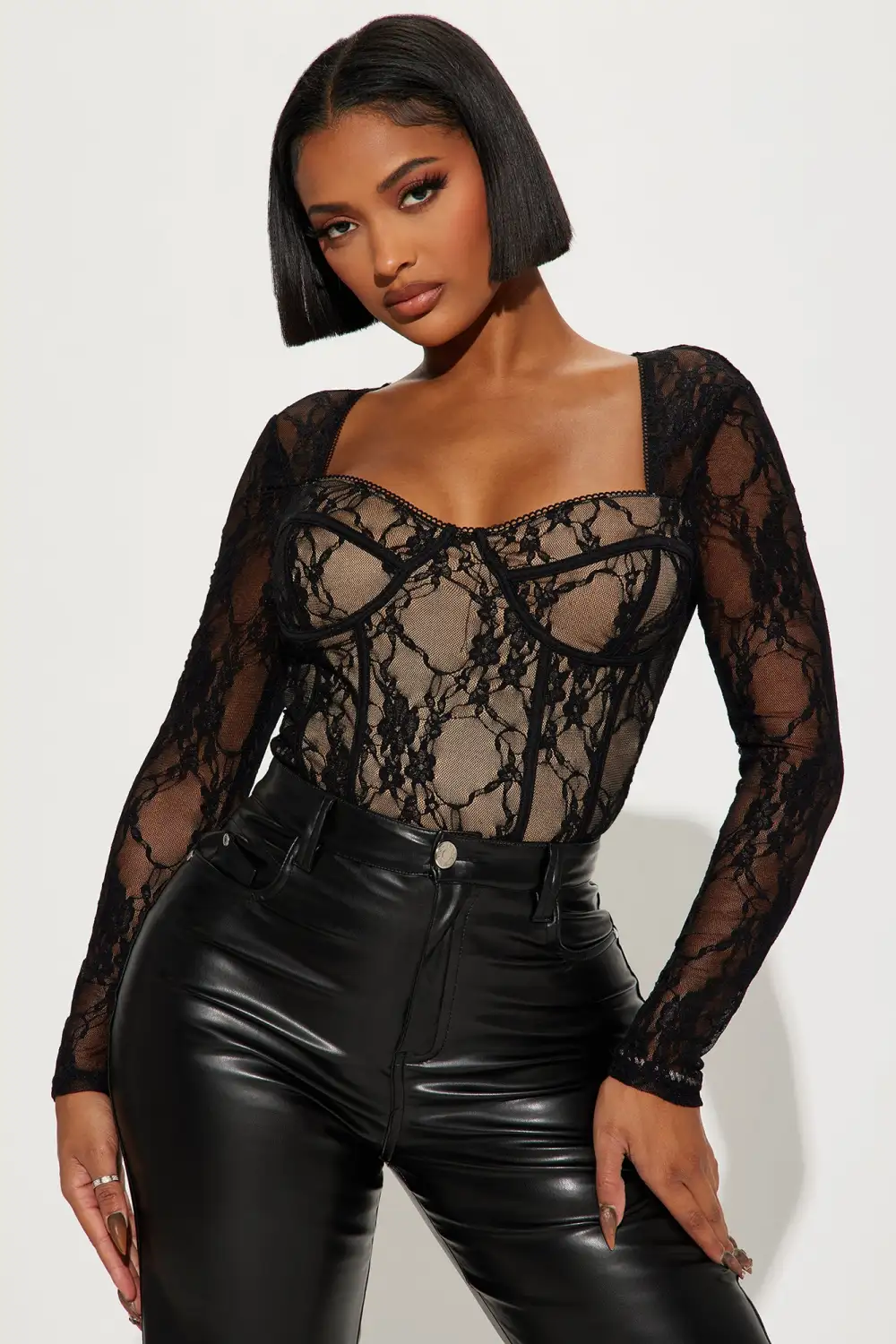 Analisa Lace Corset Top - Black/combo