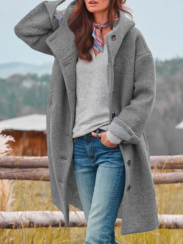 Woolen Hoodie Casual Overcoat