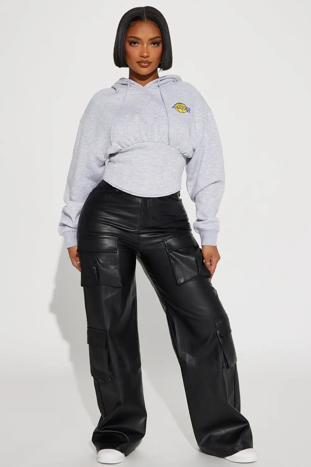 Lakers Home Team Corset Hoodie - Heather Grey