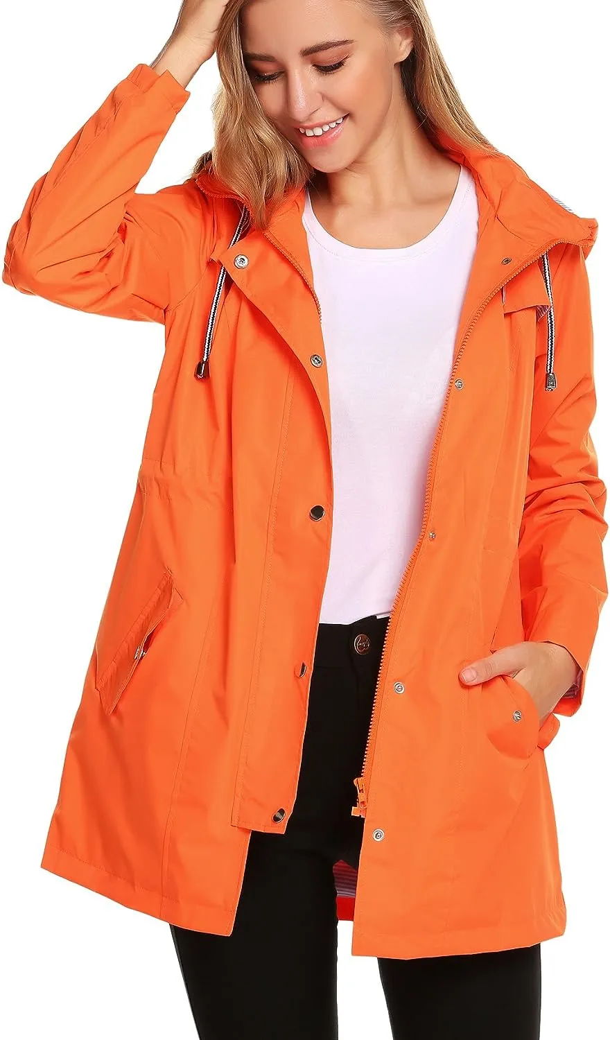 Womens Lightweight Hooded Waterproof Active Outdoor Rain Jacket S-XXL