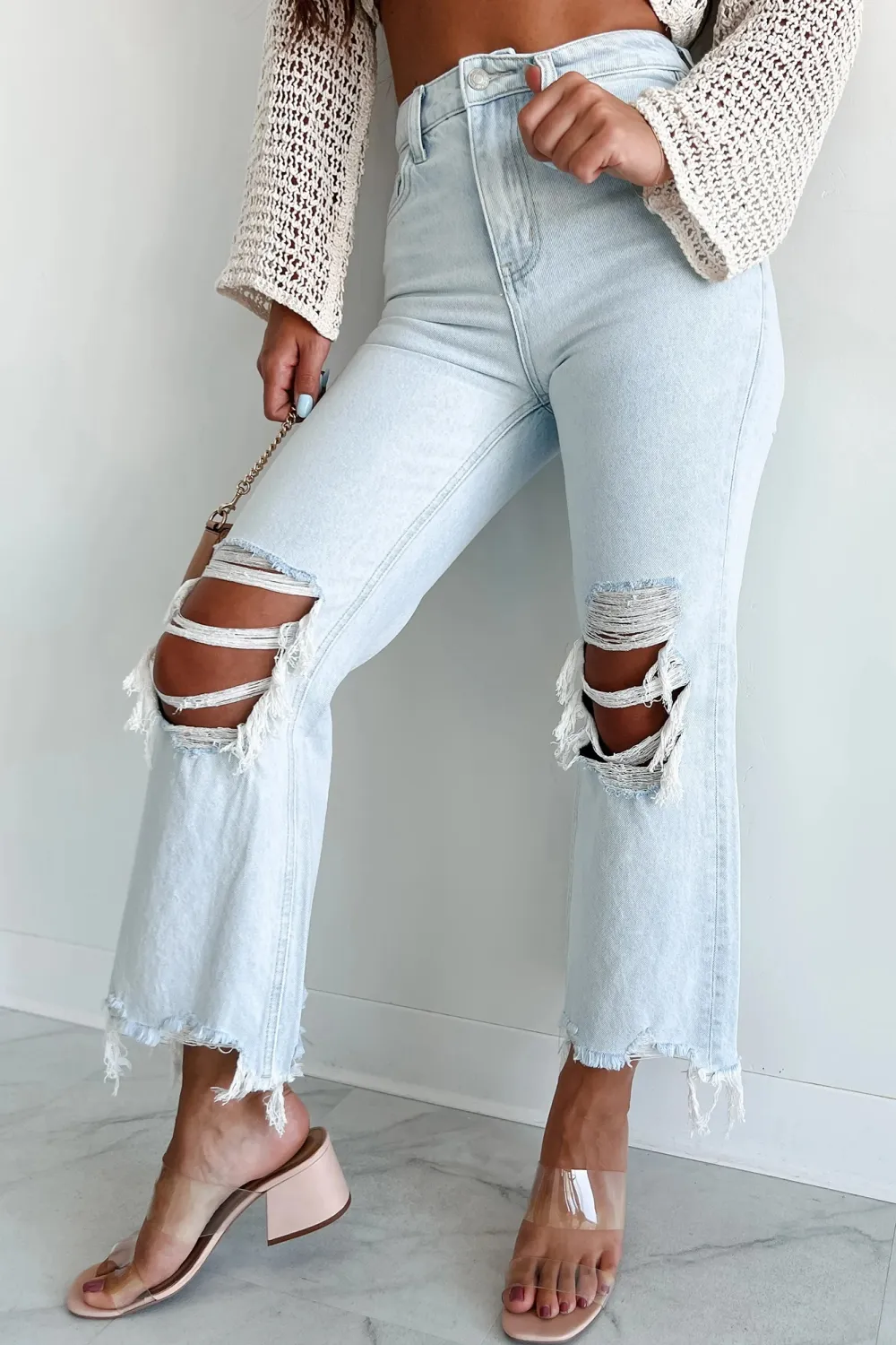 High Rise Crop Flare Jeans
