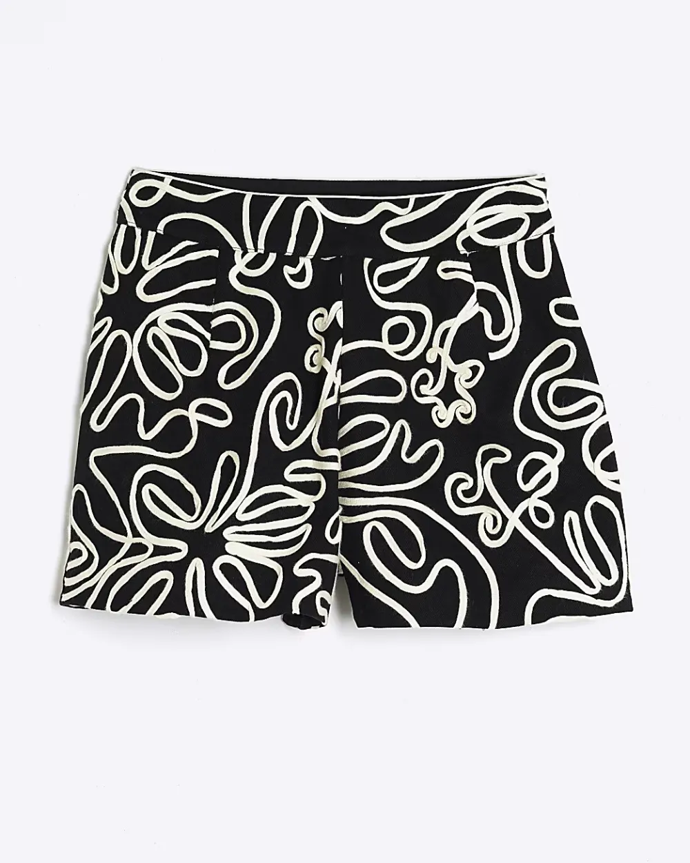 Black And White Line Art Shorts