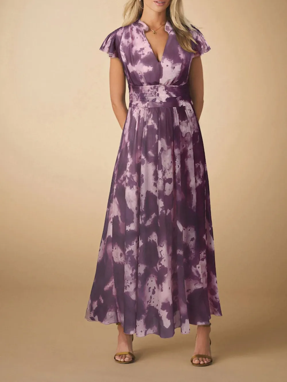 Elegant Floral Printed High-Waisted Slimming Dress
