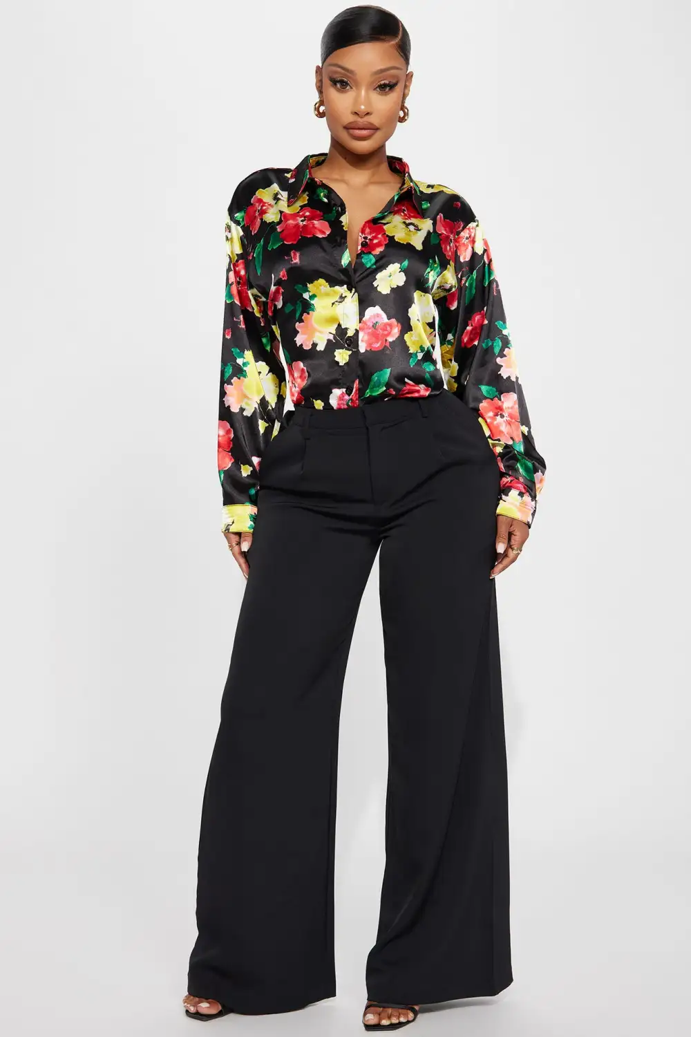 Growing Daily Satin Shirt - Black