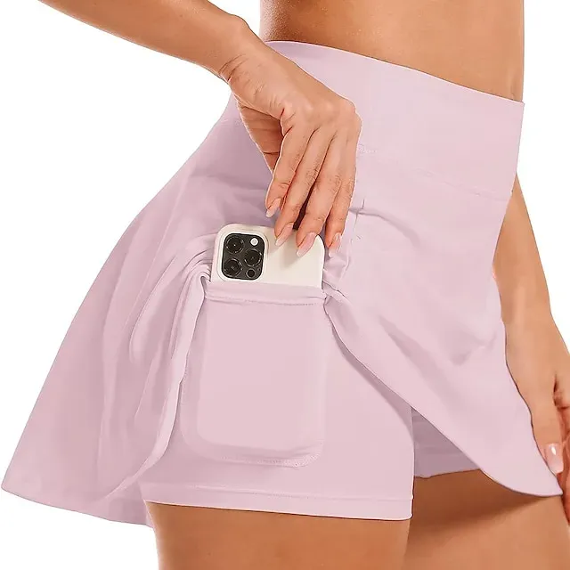 Women's Tennis Skirts Golf Skirts Breathable Quick Dry With Pockets Tennis Clothing Golf Apparel 2 in 1 Golf Tee Pocket Printed Summer Tennis Golf Badminton