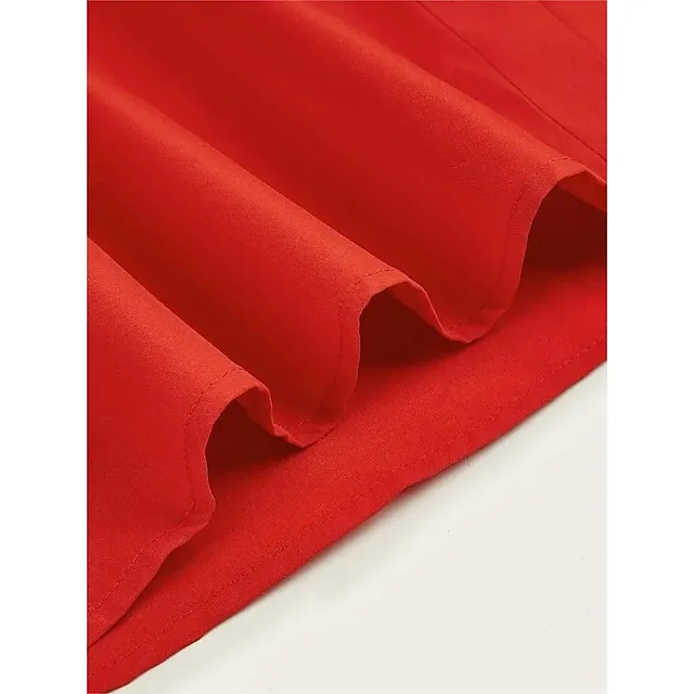 Women's Shirt Dress Casual Dress Shift Dress Midi Dress Outdoor Winter Dress Daily Polyester Elegant Casual Shirt Collar Pocket Rolled Cuff Long Sleeve Summer Winter Fall Spring 2023 Loose Fit Red