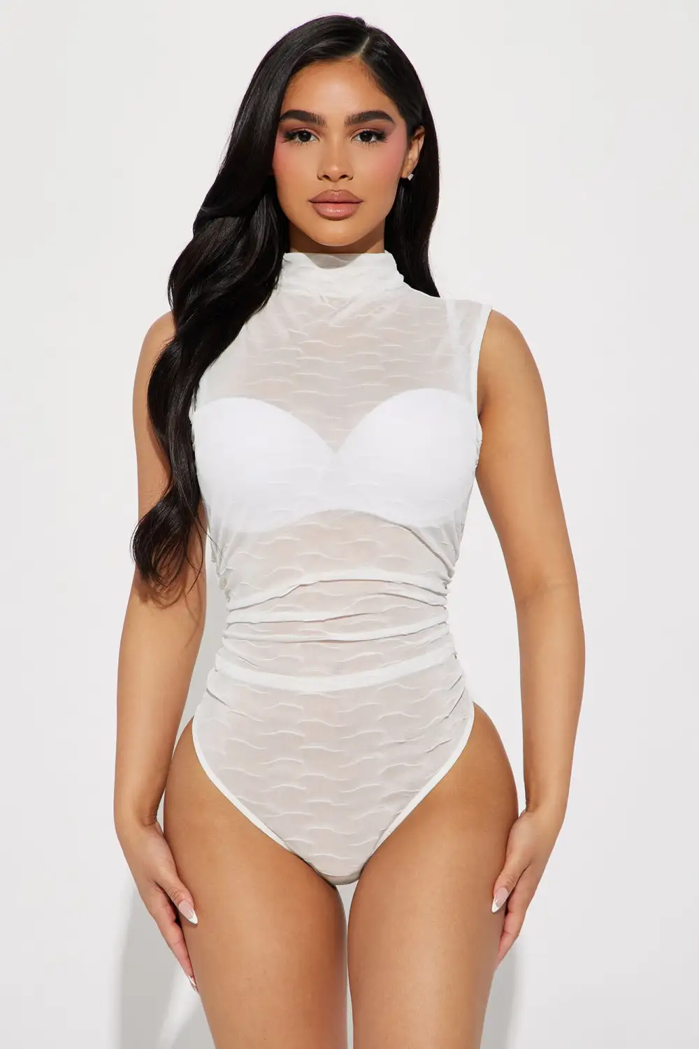 Late To The Party Mesh Bodysuit - White