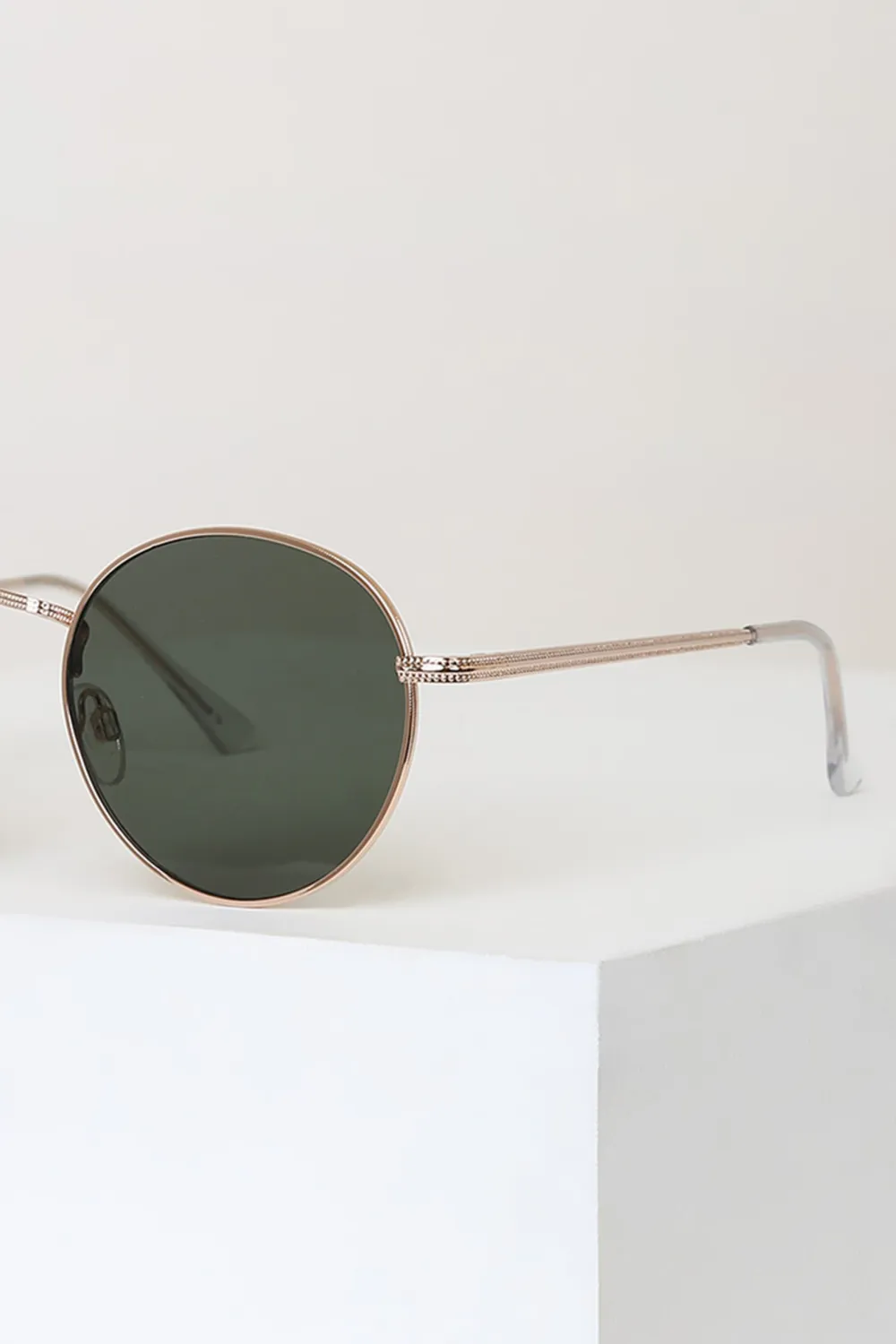 High-End All-Match Gold Round Ladies Sunglasses