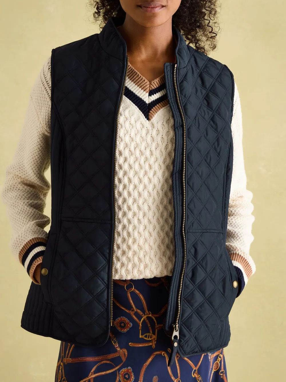Navy Blue Showerproof Diamond Quilted Gilet