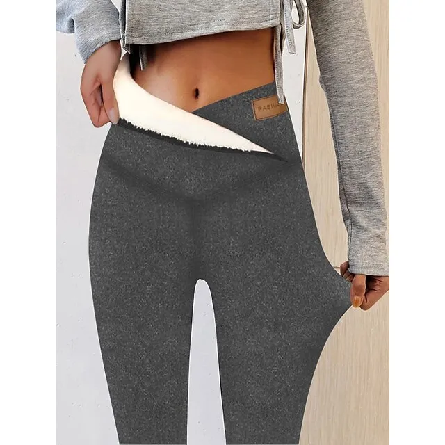 Women‘s High Waist Fleece Lined Leggings Winter Leggings Lounge Athletic Athleisure High Elasticity Thermal Warm Solid Color S 3XL Winter
