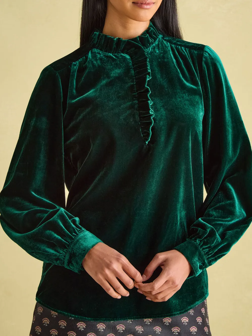 Medium Stretch Green Velvet Blouse