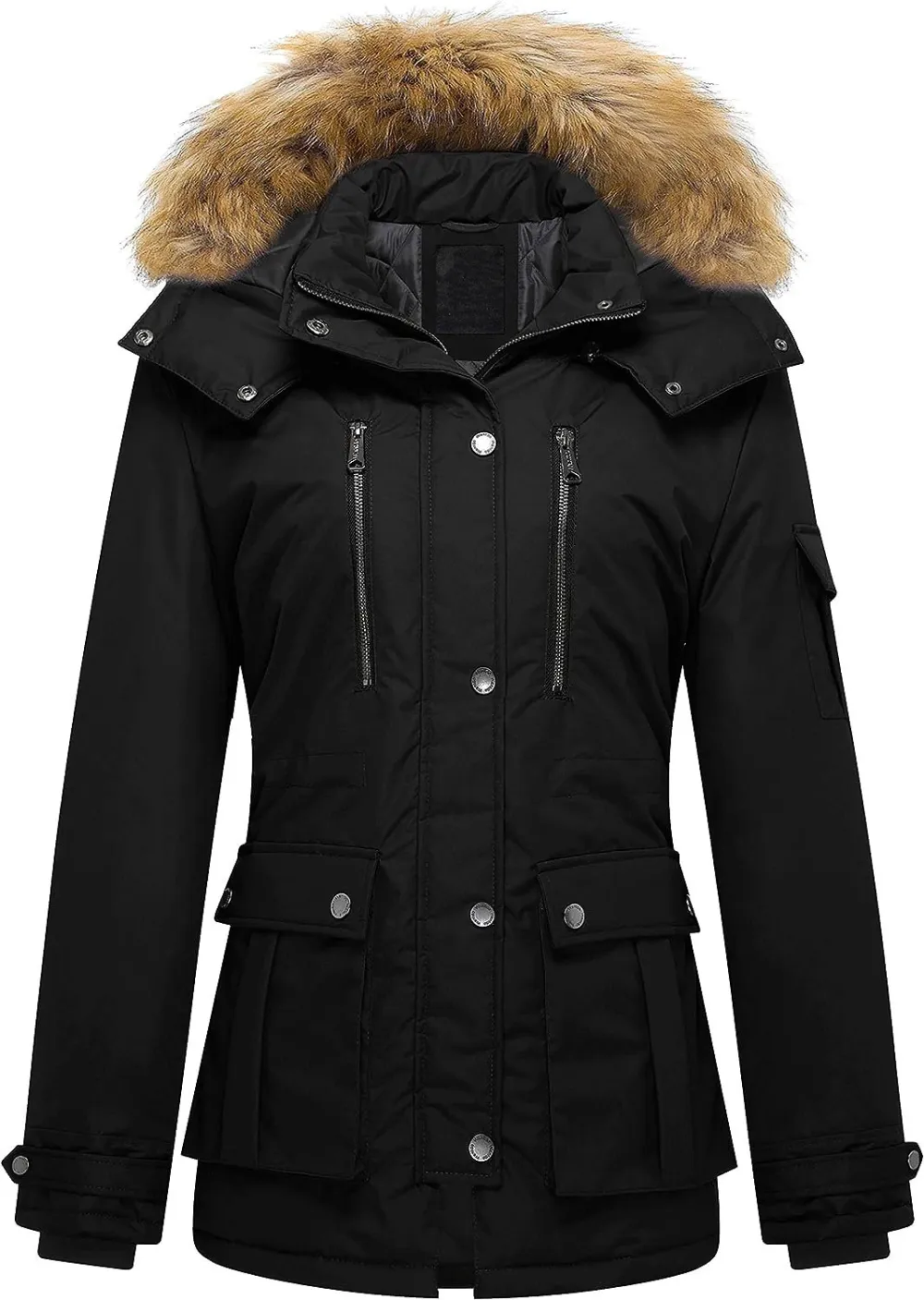 Women's Quilted Winter Coat Warm Puffer Jacket Thicken Parka with Removable Hood