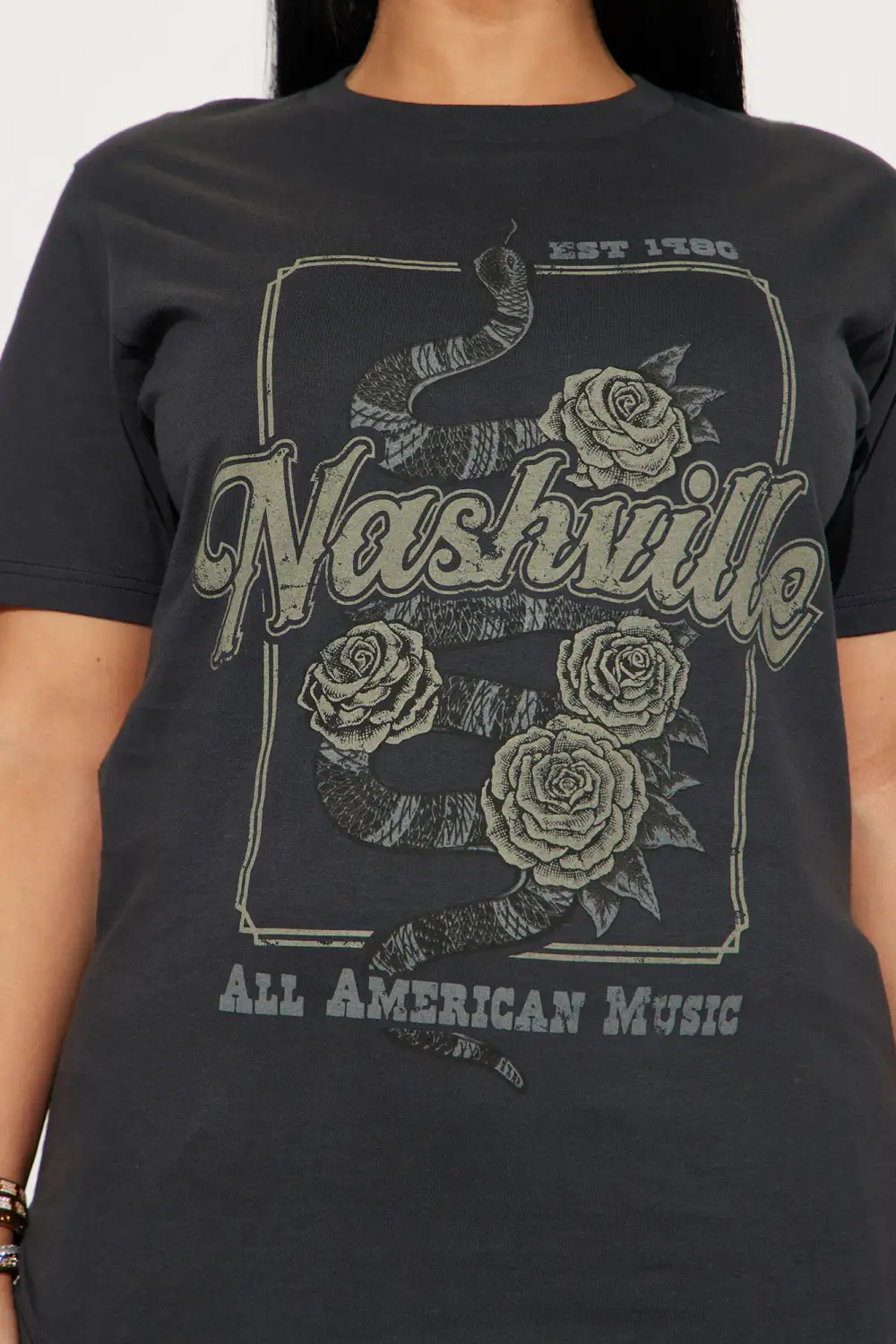 Long Live Nashville Graphic Tee - Black Wash