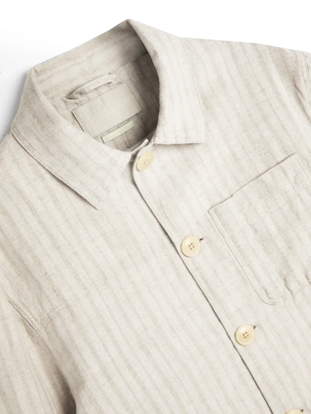 Sand Unlined Linen-Cotton Trucker Jacket