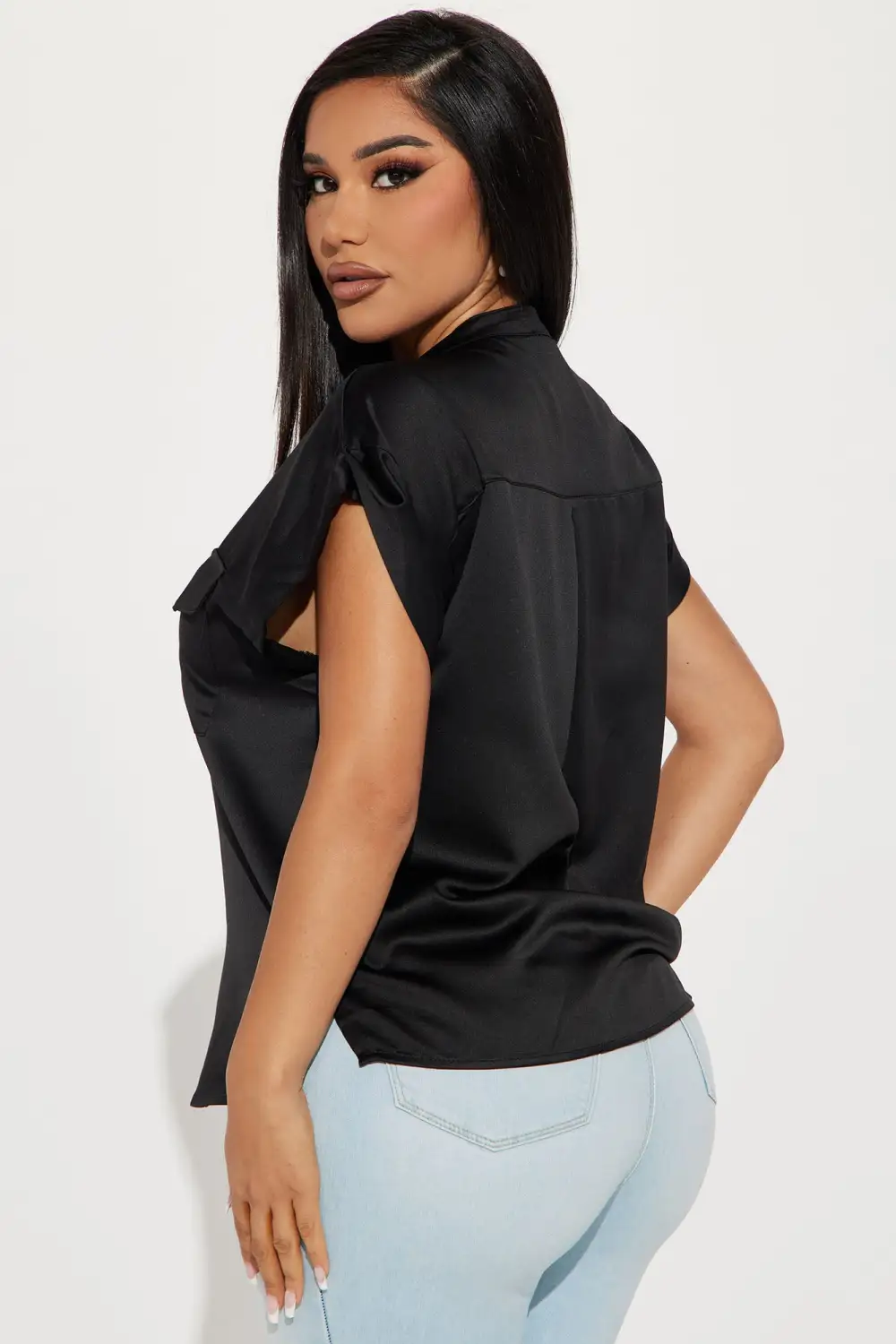 Julia Satin Shirt - Black
