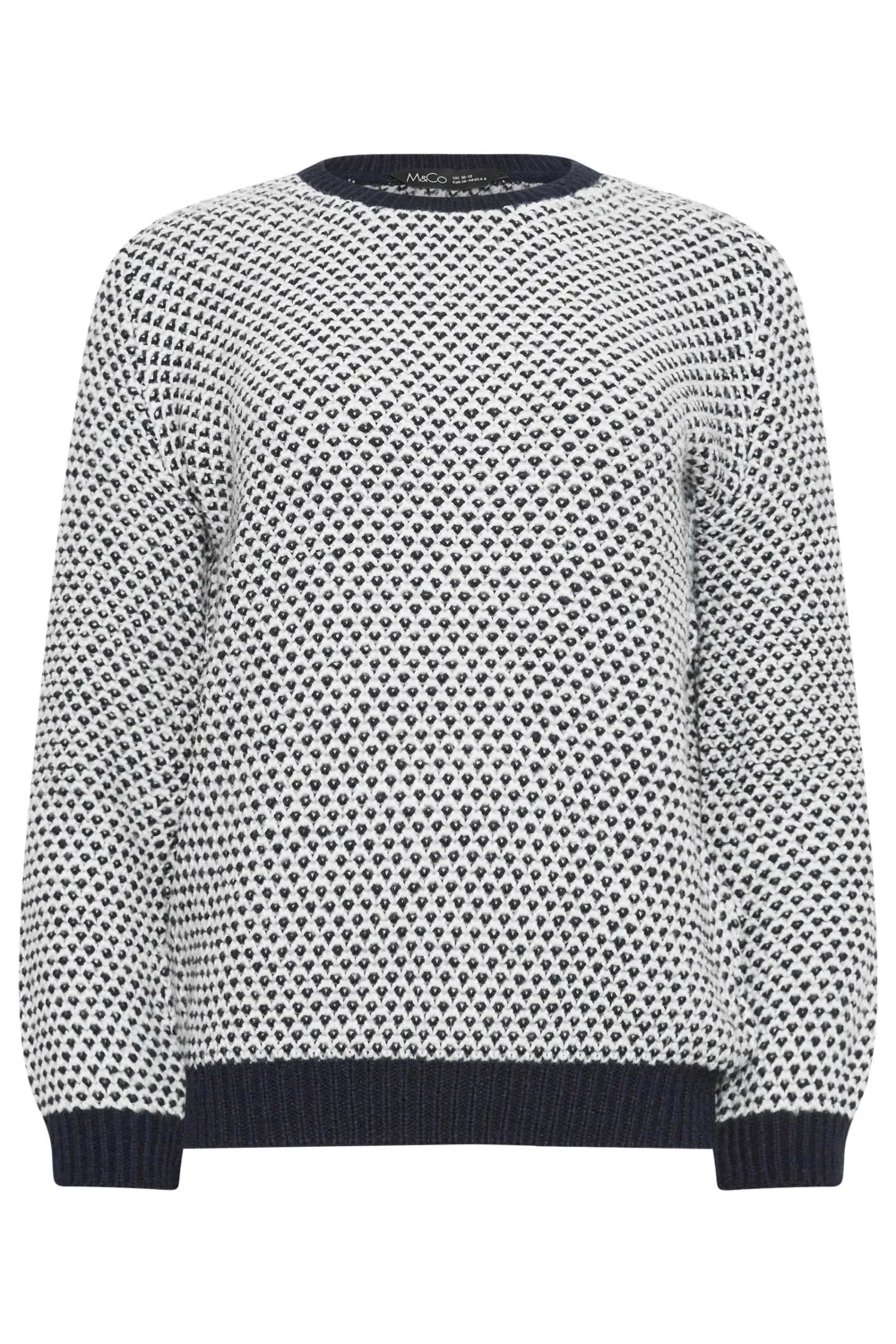 M&Co Navy & Ecru Textured Chunky Knit Jumper