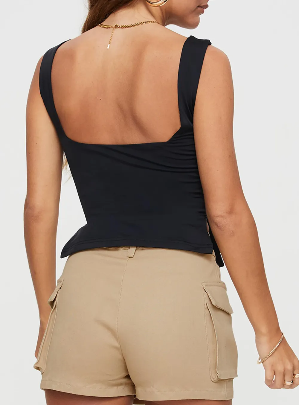 Square Neck Burgundy Ruched Top