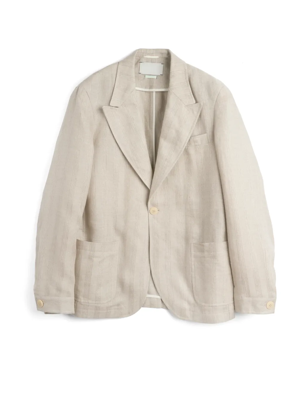 Sand Casual Style Lapel Linen Blazer