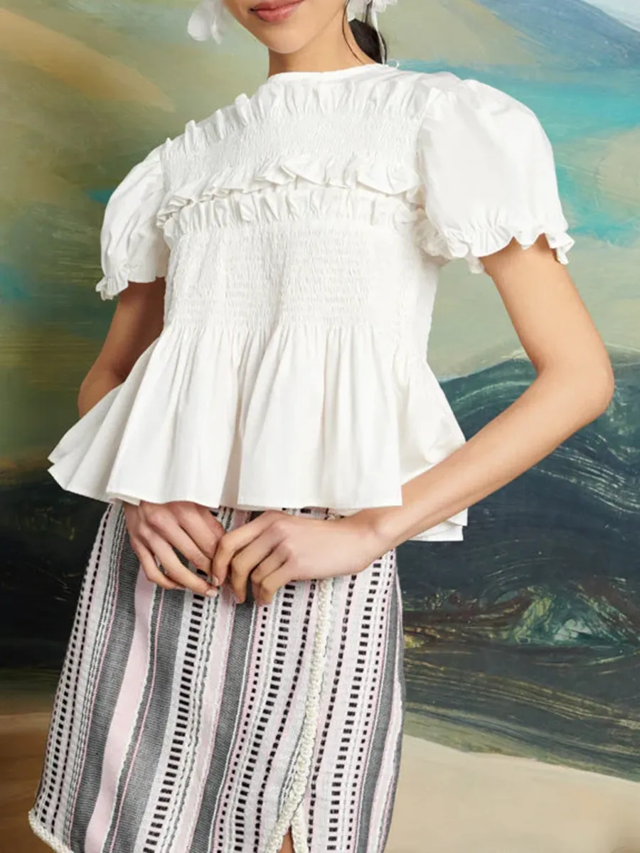 Lounge Free Wearing Style Ruffle Top