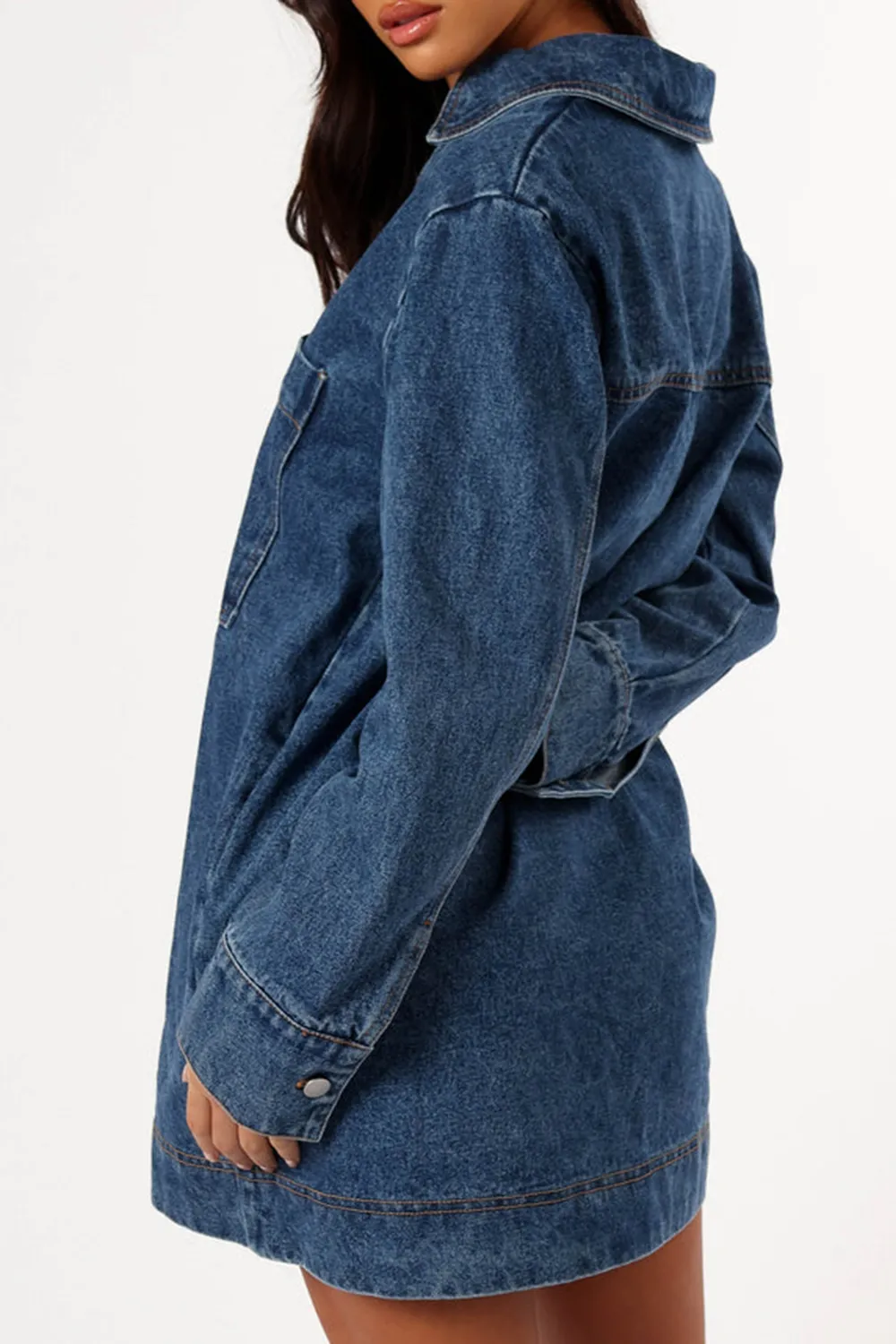 DENIM STYLE LONG SLEEVE DRESS