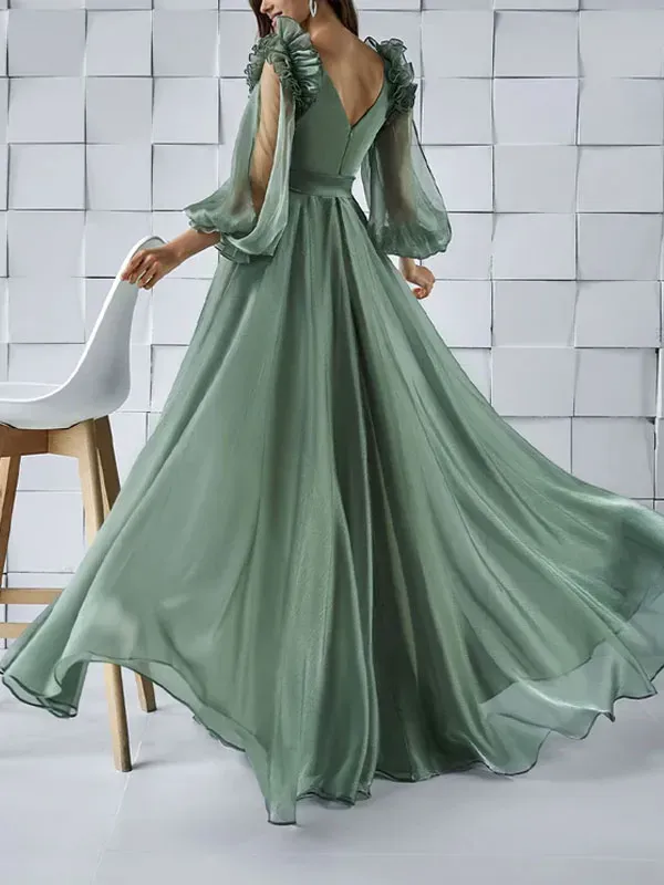 Elegant sexy bubble sleeve temperament women's dress