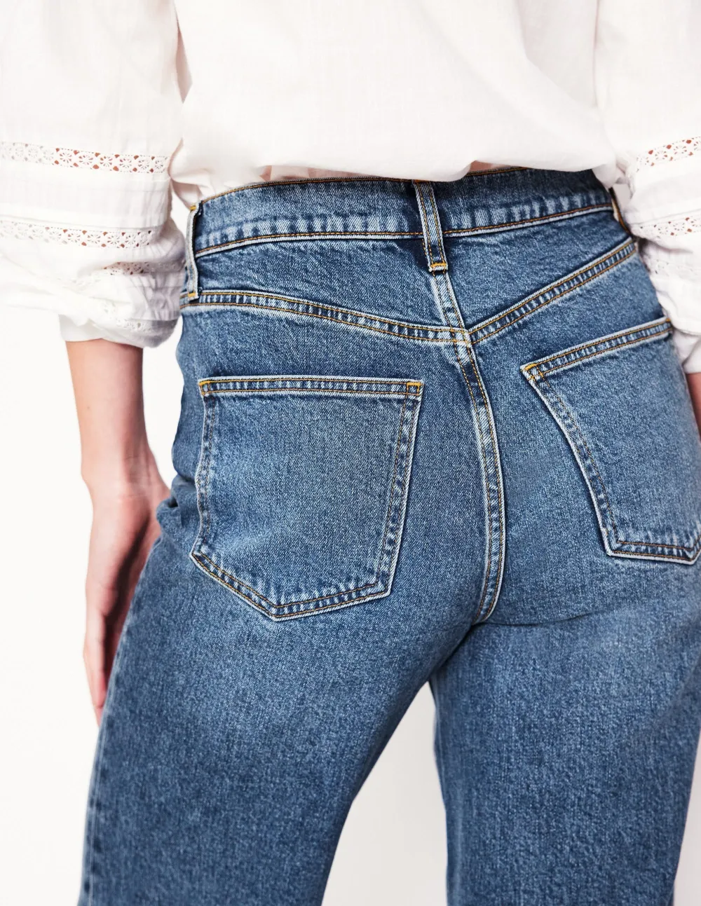 High Rise Column Leg Jeans