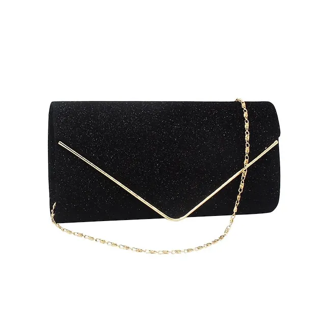Women's Girls' Clutch Handbag Party / Evening Solid Color Silver Black Gold