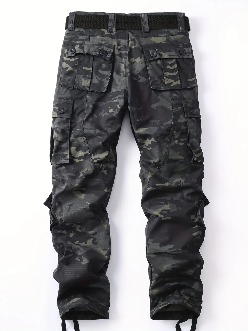 Men's Camouflage Print Tactical Cargo Pants, 8 Pockets Outdoor Hiking Work Trousers
