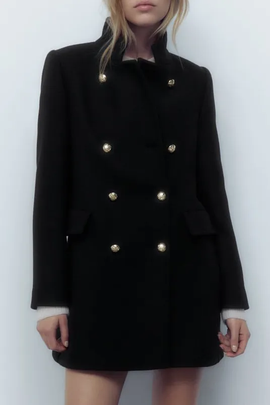 Double Breasted Stand Collar Coat