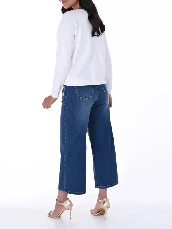 Blue Denim Jeans with Bottom Detail