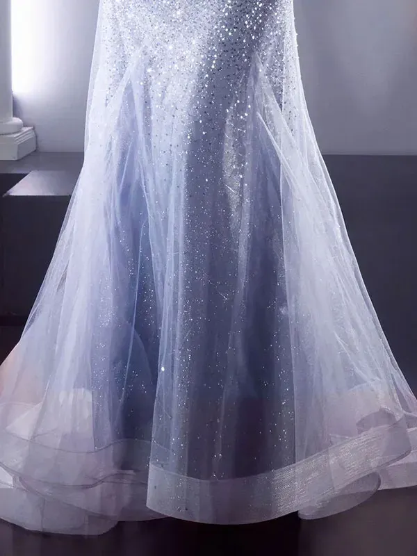 Embellished Bell-sleeve Mermaid Ladies Dress