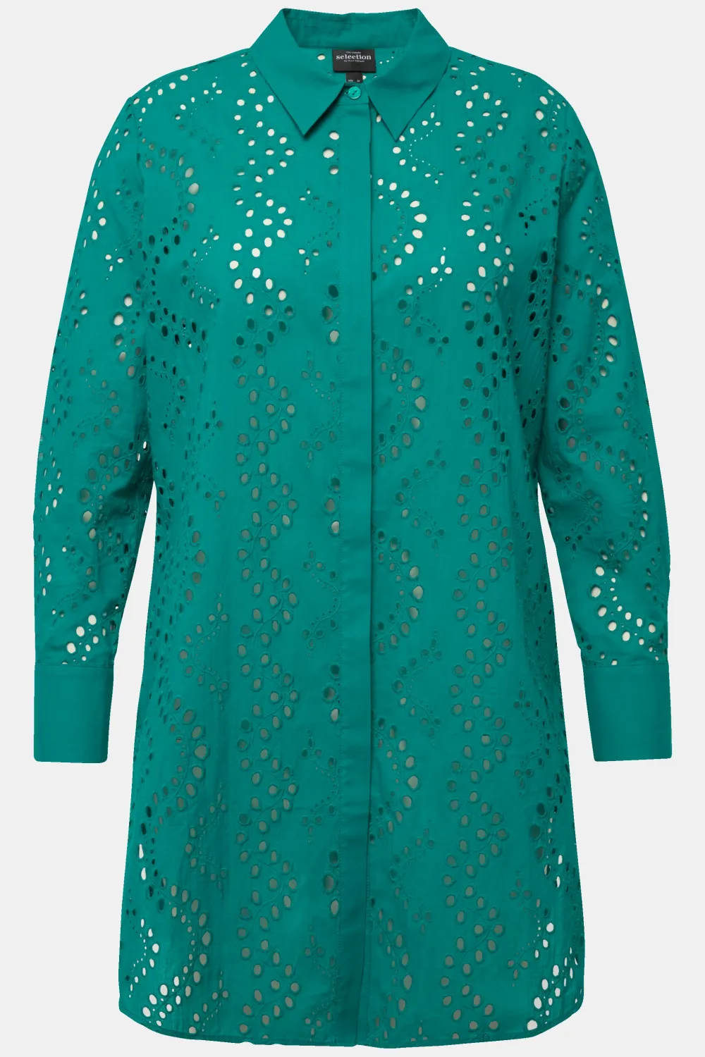 Longbluse, Lochstickerei, Hemdkragen, Langarm