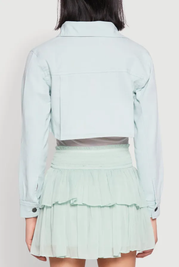 Solid Color Short Denim Jacket