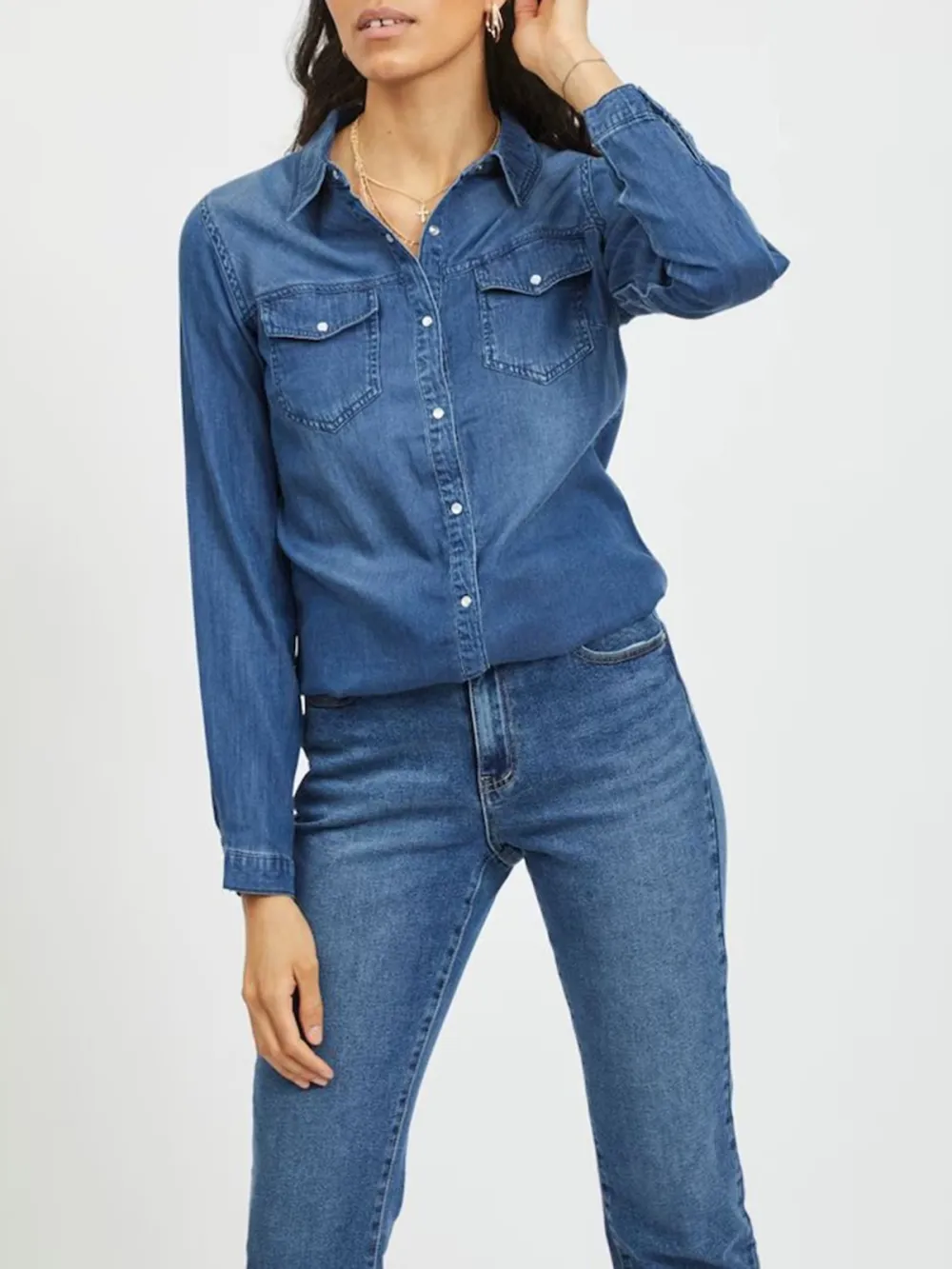 Kent Collar Long Sleeve Casual Style Blouses