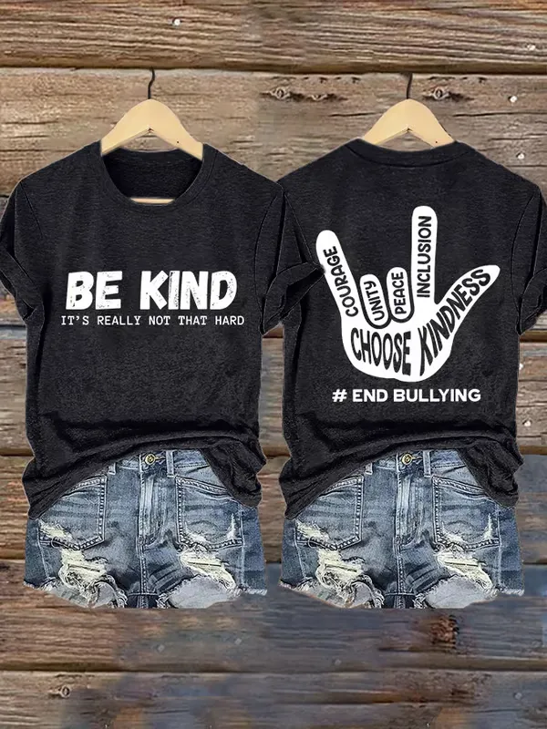 Women'S T-Shirt Retro Bullying Prevention Awareness Be Kind It'S Really Not That Hard