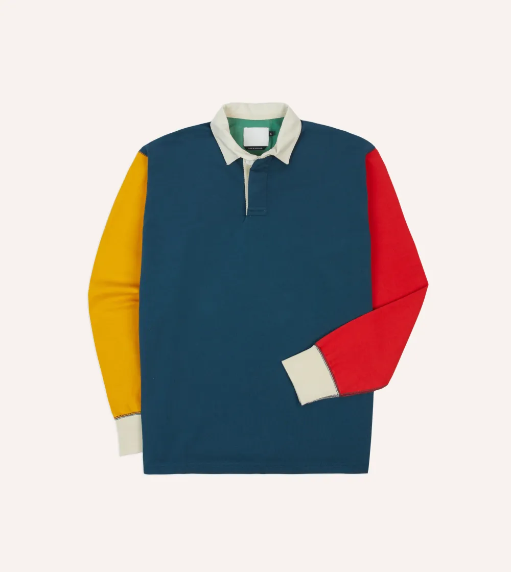 Multicolor Colourblock Cotton Rugby Sweatshirts