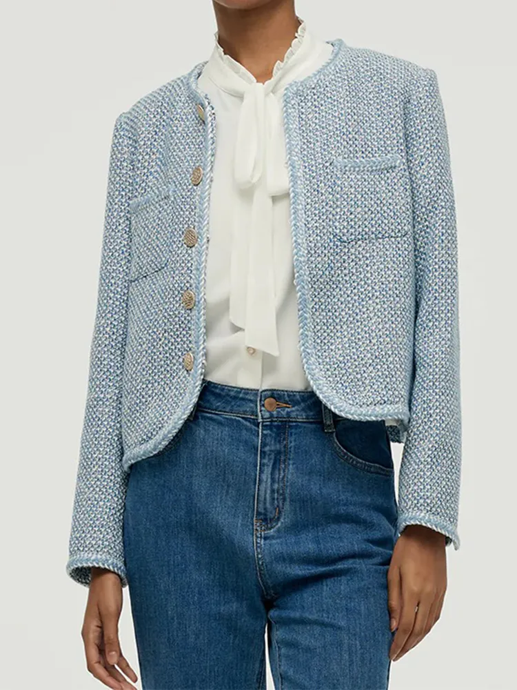 SIngle-Breasted Round Neck Women Jacket