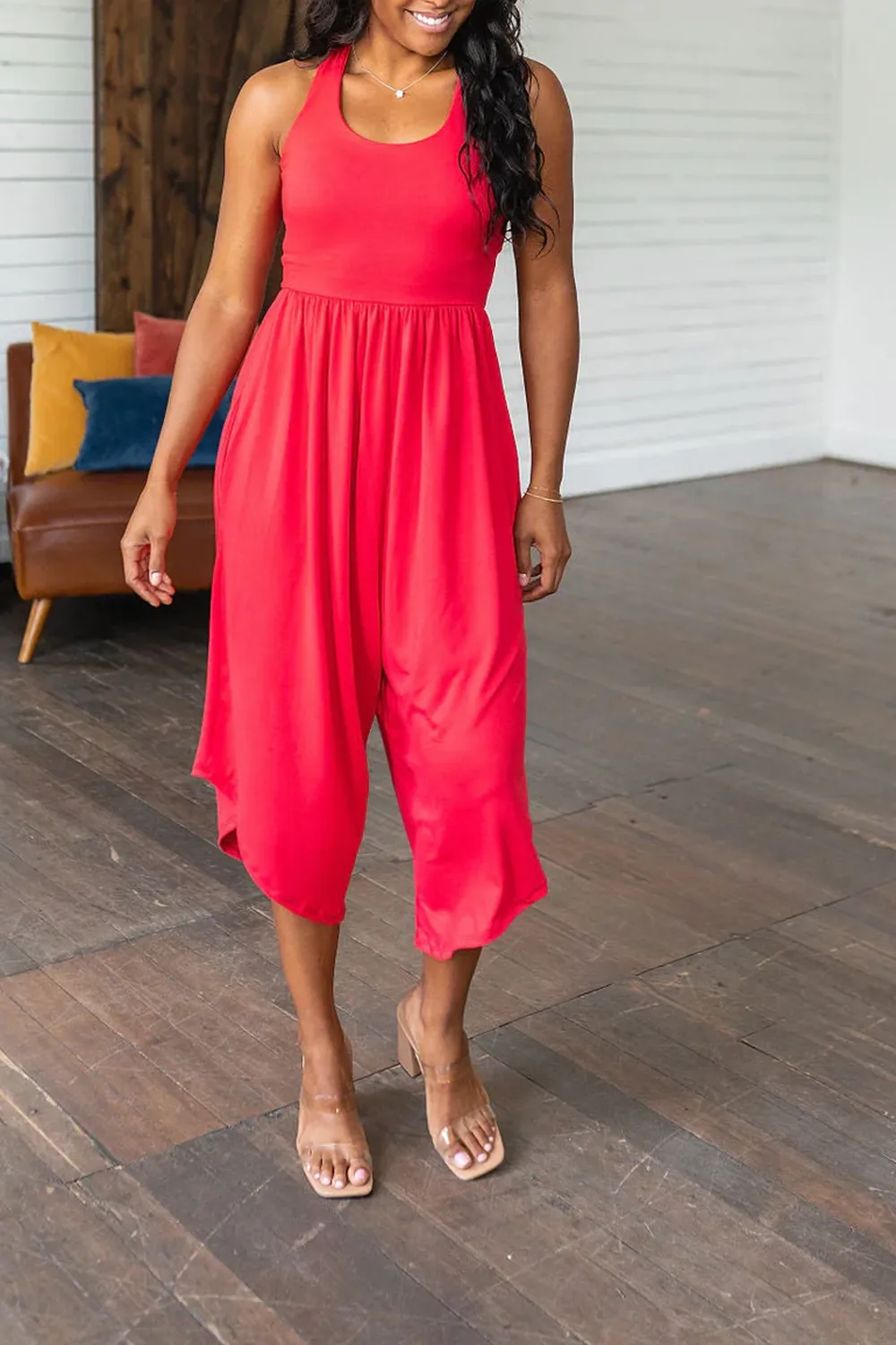 Red Daily Loose Personality Jumpsuit