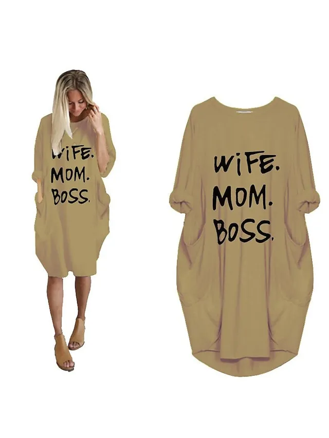 Women's Pajamas Loungewear Nightgown Sleepwear Letter Fashion Simple Basic Home Daily Mother's Day Polyester Pullover Summer Spring claret Orange red