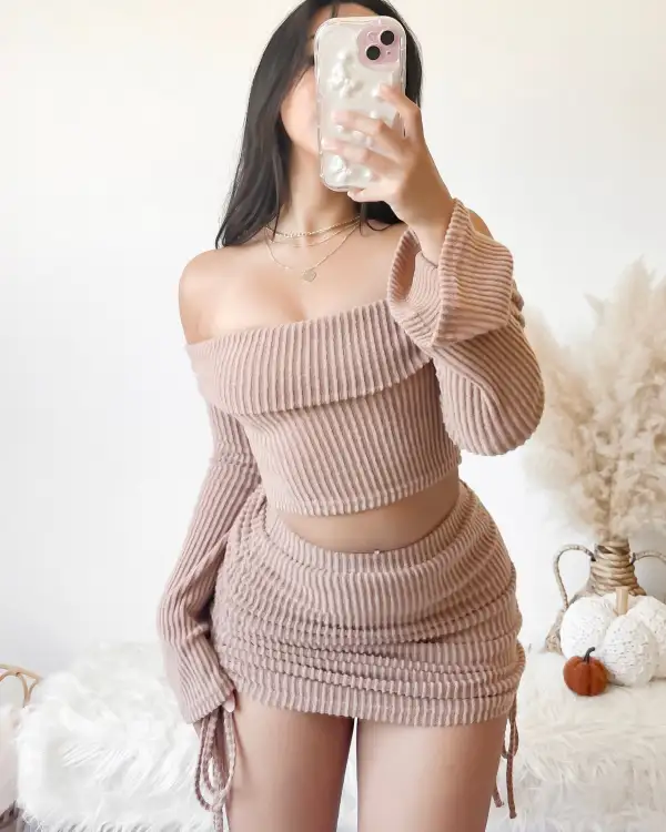 RESTOCKED! CHARLOTTE TWO PIECE SET (MOCHA)
